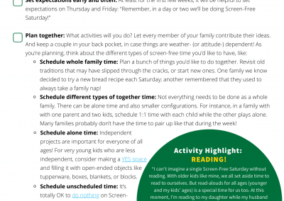 Getting Ready for Screen-Free Saturdays