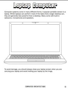 Black and white coloring page of a laptop