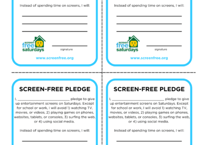 Screen-Free Saturday Pledge Cards